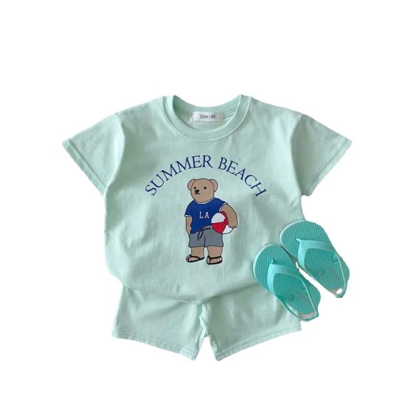 Cartoon Bear Thin Cotton Set for Boys and Girls