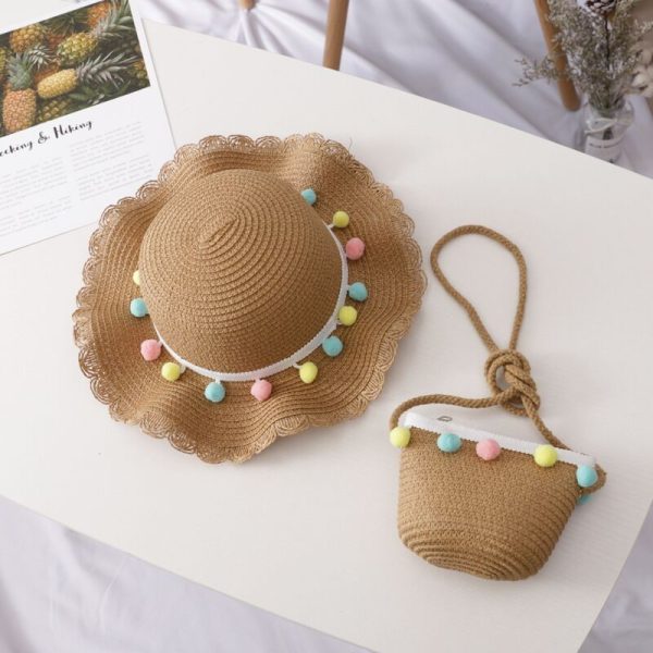 Children's handmade knitted bags and sun hats